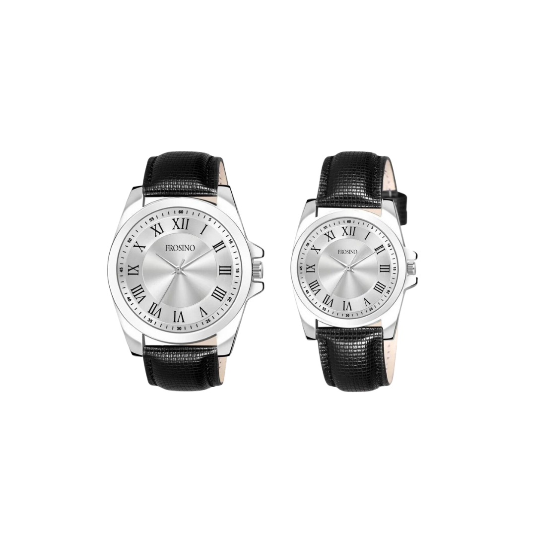 Frosino Brass Dial & Brown Straps Analogue His and Her Watches