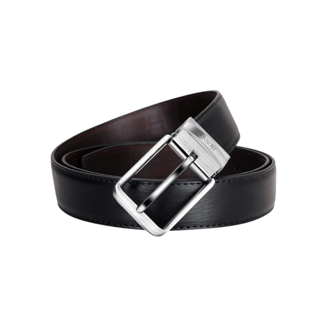 Frosino Men Black Solid Leather Formal Belts