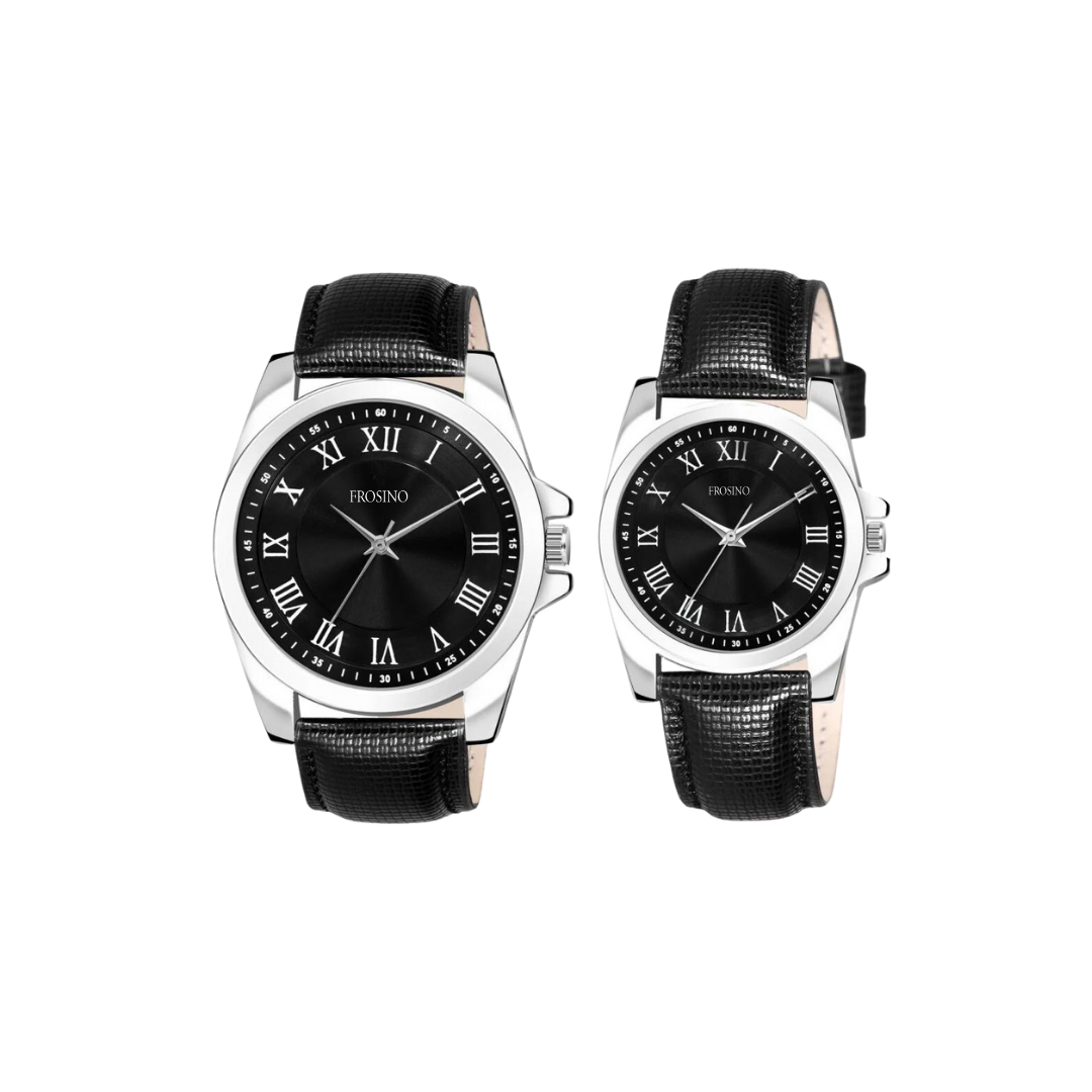 Frosino Brass Dial & Brown Straps Analogue His and Her Watches