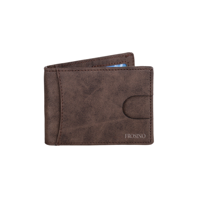 Frosino Vegan Leather Card Holder With Money Clipper and Card Pull Out Loop