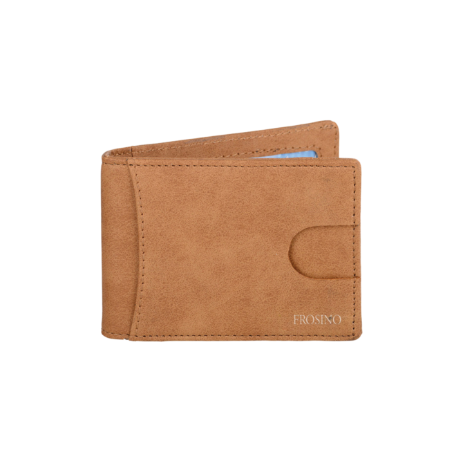 Frosino Vegan Leather Card Holder With Money Clipper and Card Pull Out Loop