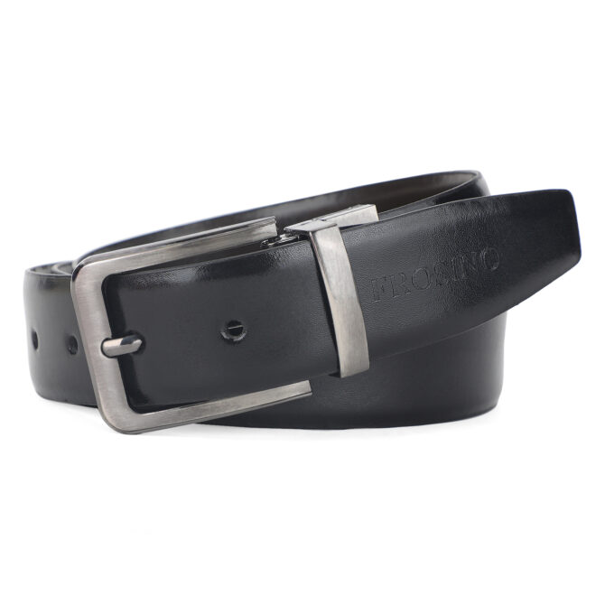 Frosino Men Black Solid Leather Formal Belts