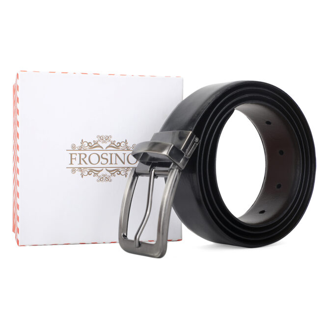 Frosino Men Black Solid Leather Formal Belts